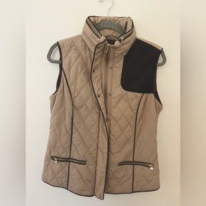 Zara Basic, size Large down vest with leather detail.